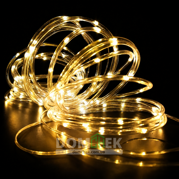 Світлодіодна гірлянда "Трубка" 20м 200 LED ламп, тепле біле світло з сонячною батареєю 2020 фото