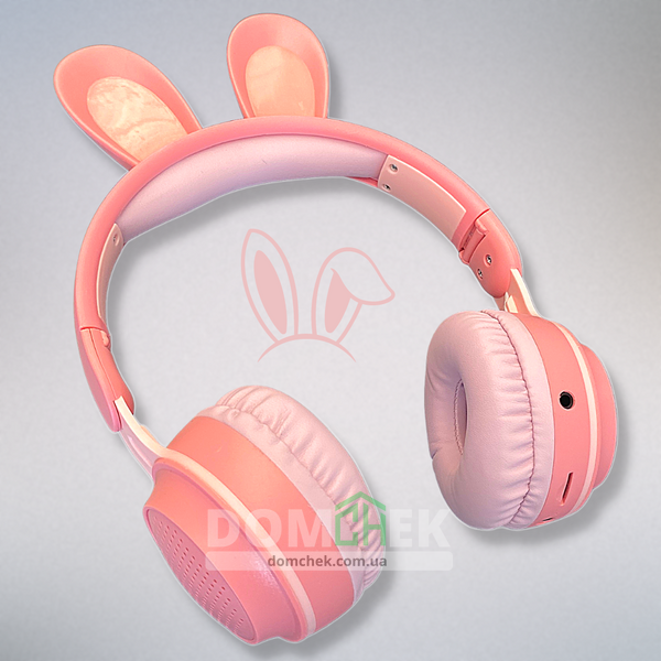 Наушники с ушками кролика Rabbit Ear KE-01 с LED подсветкой, Розовые Rabbit Ear KE-01R фото