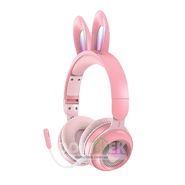 Навушники з вушками кролика Rabbit Ear KE-01 з  LED підсвічуванням, Рожеві Rabbit Ear KE-01R фото