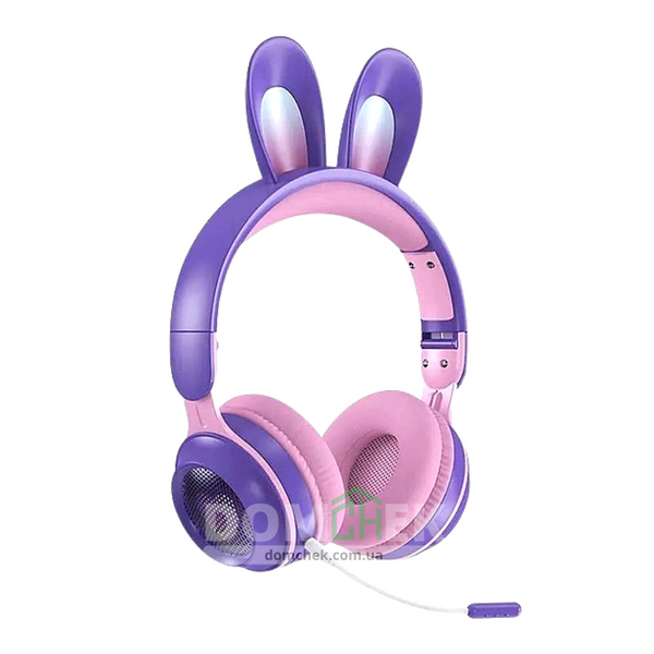 Наушники с ушками кролика Rabbit Ear KE-01 с LED подсветкой, Фиолетовые Rabbit Ear KE-01F фото