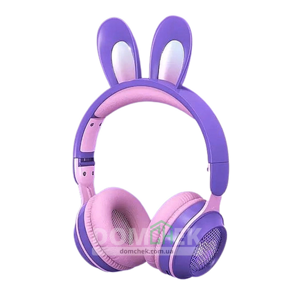 Наушники с ушками кролика Rabbit Ear KE-01 с LED подсветкой, Фиолетовые Rabbit Ear KE-01F фото