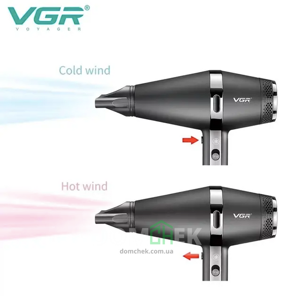 Профессиональный фен VGR V-451 для сушки и укладки волос, 2200W + 3 насадки VGR V451 фото