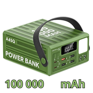 Внешний аккумулятор Power Bank 100000 mAh 22.5W с фонариком Зеленый Konfulon A45Q 1 фото
