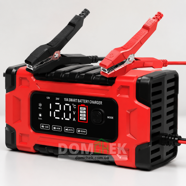 Імпульсний автоматичний зарядний пристрій 12V 10A - 24V 5A, для акумуляторів до 180 А-год  1224 фото