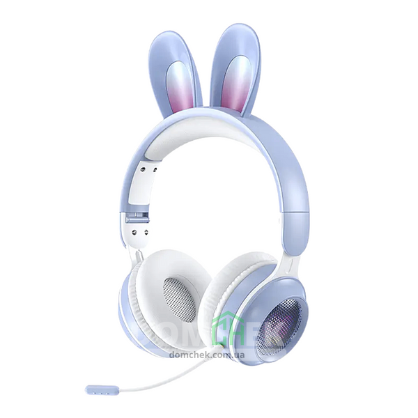 Наушники с ушками кролика Rabbit Ear KE-01 с LED подсветкой, Голубые Rabbit Ear KE-01B фото