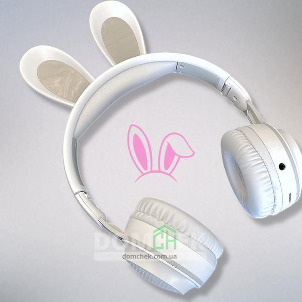 Навушники з вушками кролика Rabbit Ear KE-01 з  LED підсвічуванням, Білі  Rabbit Ear KE-01W фото