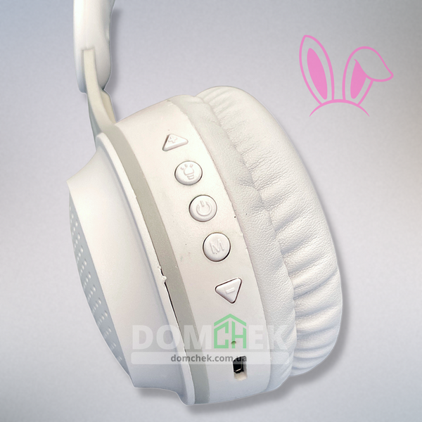 Наушники с ушками кролика Rabbit Ear KE-01 с LED подсветкой, Белые Rabbit Ear KE-01W фото