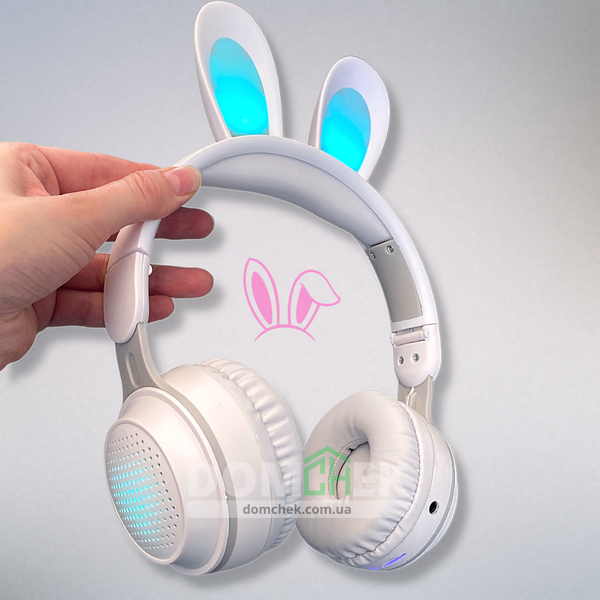 Наушники с ушками кролика Rabbit Ear KE-01 с LED подсветкой, Белые Rabbit Ear KE-01W фото