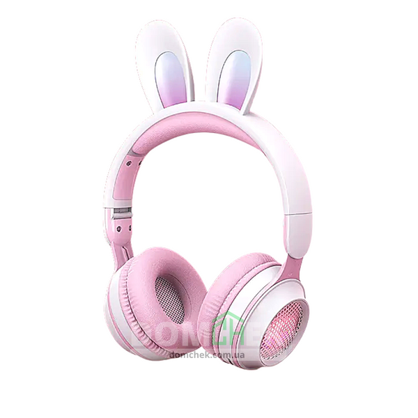 Наушники с ушками кролика Rabbit Ear KE-01 с LED подсветкой, Бело-розовые Rabbit Ear KE-01WP фото