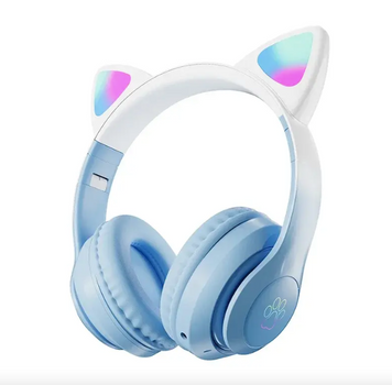 STN-28 PRO Наушники с кошачьими ушками, Bluetooth и LED подсветкой Синие STN-28 PRO 1 фото