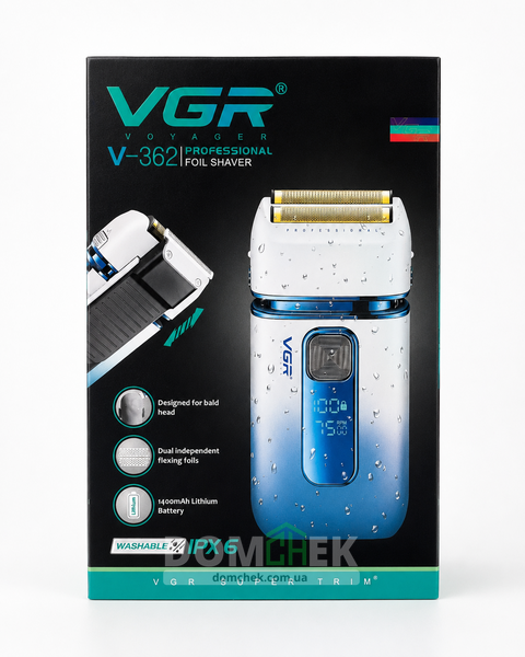 Шейвер с двойной сеткой для бритья VGR V-362 аккумуляторная электробритва Синяя 362 фото