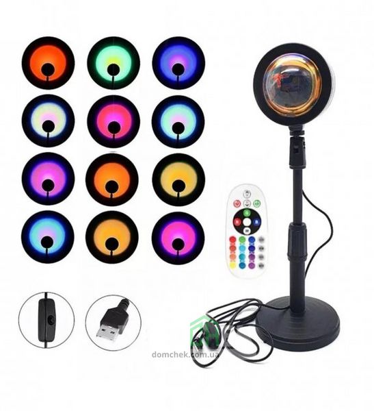 Проекционная лампа заката солнца  Sunset lamp RGB, разноцветная 760 фото