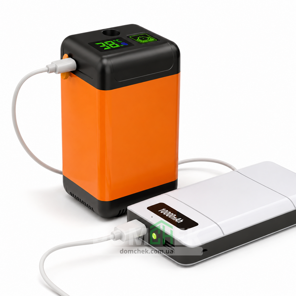 Туристичний душ від акумулятора 7800 mAh з індикатором температури USB Помаранчевий 7200 фото