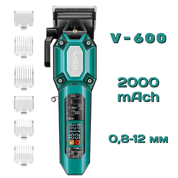 Профессиональная качественная машинка для стрижки VGR V-600 аккамуляторная с насадками до 12 мм Зеленая V-600 G фото
