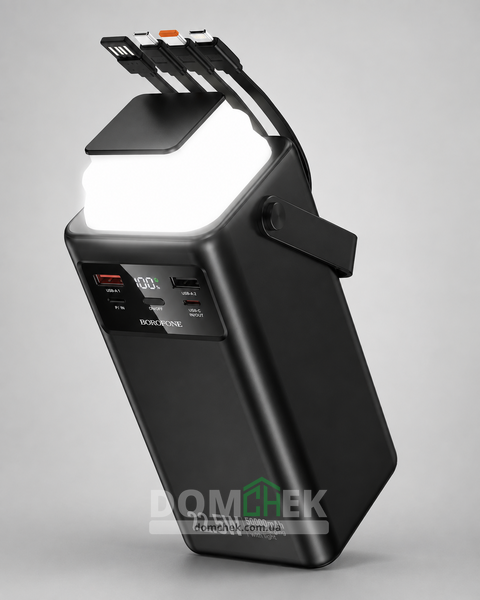 Повербанк 50000 mAh 22.5W PD20W з швидкою зарядкою та ліхтариком Чорний BJ65A фото