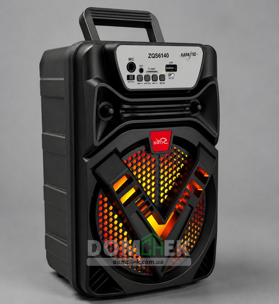 Караоке колонка 15 Вт Bluetooth колонка з мікрофоном та RGB підсвіткою портативна Чорна ZQS6140 фото