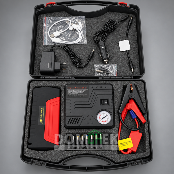 Пускозарядний 300/600A 29B 99800 mAh пристрій з компресором Jump Starter Pump 98002 фото
