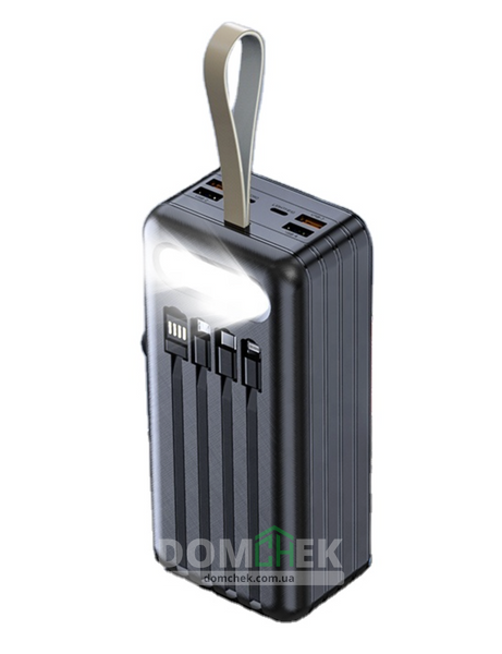 Зовнішній аккумулятор Power Bank 80000 mAh 22.5W Torima з швидкою зарядкою, кабелями та ліхтариком Чорний TRM-1080 фото