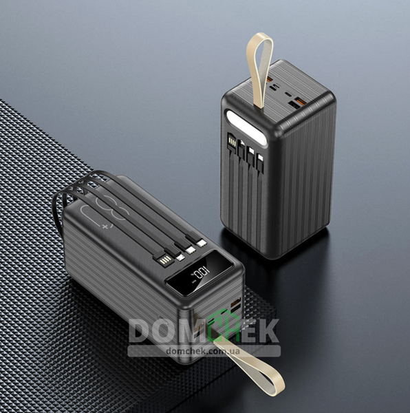 Зовнішній аккумулятор Power Bank 80000 mAh 22.5W Torima з швидкою зарядкою, кабелями та ліхтариком Чорний TRM-1080 фото