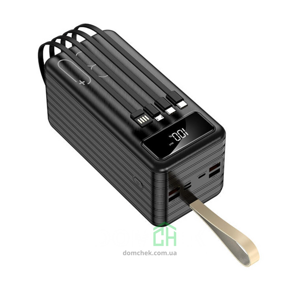 Зовнішній аккумулятор Power Bank 80000 mAh 22.5W Torima з швидкою зарядкою, кабелями та ліхтариком Чорний TRM-1080 фото