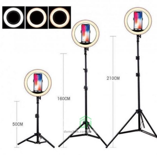 Кільцева LED Лампа 26 см Ring Light з тримачем для телефону, Штатив 2 метри и  Bt пульт для телефону 2600 фото