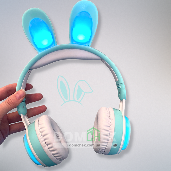 Наушники с ушками кролика Rabbit Ear KE-01 с LED подсветкой, Мятные Rabbit Ear KE-01 фото