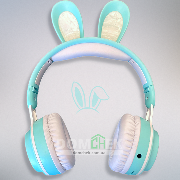 Наушники с ушками кролика Rabbit Ear KE-01 с LED подсветкой, Мятные Rabbit Ear KE-01 фото