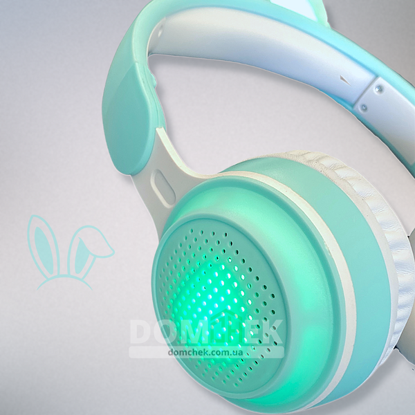 Наушники с ушками кролика Rabbit Ear KE-01 с LED подсветкой, Мятные Rabbit Ear KE-01 фото